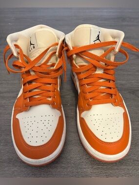 Jordan High-Top Sneakers in White & Orange